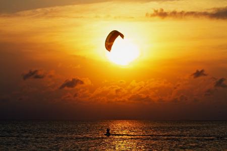 运动，海洋，风筝冲浪，极端，美丽，太阳