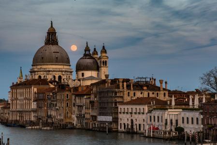意大利，城市，威尼斯，运河，建筑物，教堂，圆顶