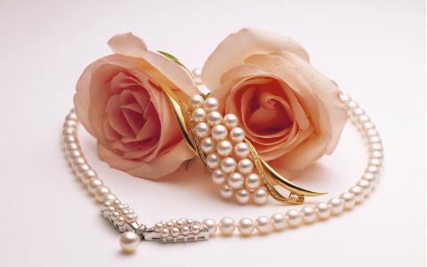 二，珍珠，玫瑰，胸针