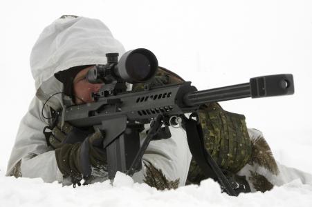 瞄准，狙击步枪，雪，射手，barret，barret，视线