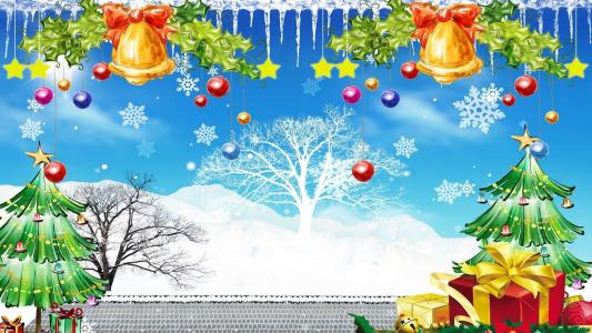 雪花，新的一年，枞树，钟声，礼品