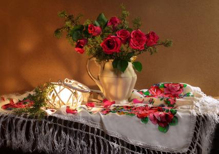 Valentina Kolova，头巾，流苏，水壶，鲜花，玫瑰，灯笼
