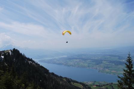 山，全景，瑞士，滑翔伞