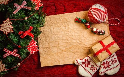 纸，手套，新年，毛皮树，礼物