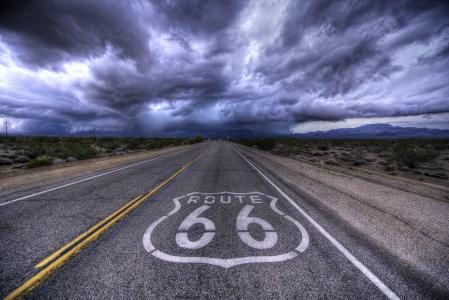 66号公路，堪萨斯州加利纳，路，云，景观