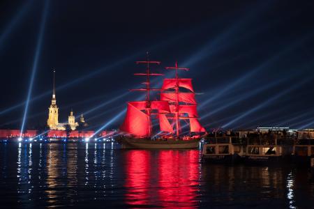 照片，城市，彼得，俄罗斯，帆船，表演
