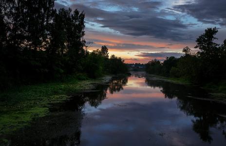晚上，日落，夏天，河，村，南乌拉尔，叶夫根尼托尔卡切夫