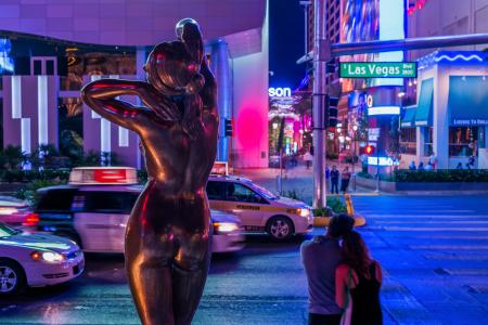 拉斯维加斯，雕像，街道，晚上