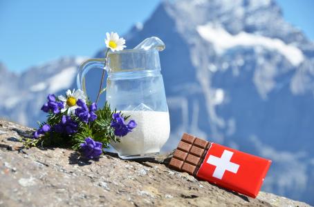 洋甘菊，瑞士，牛奶，阿尔卑斯山，鲜花，巧克力