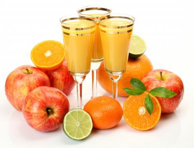 橘子，苹果，酸橙，水果，树叶