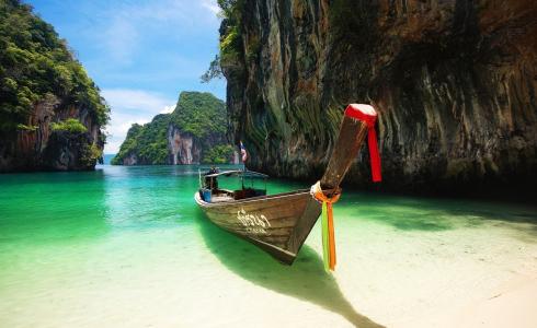 泰国，海洋，山，船，美丽
