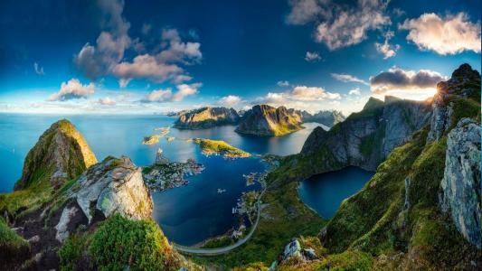 挪威，山，自然，小镇，美丽