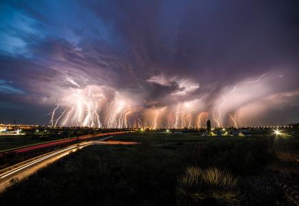自然，风暴，天空，云，阴，闪电，1000000000伏，400000，危险，美丽