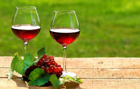 眼镜，葡萄，酒，红色，叶子，酒