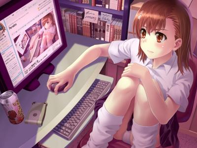 动漫，女孩，电脑，鼠标，悖论，互联网，浏览器