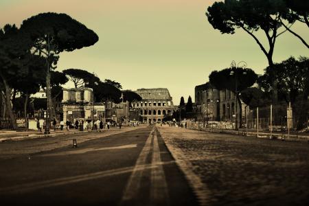 人，街，路，罗马，意大利，城市，树木，体育馆