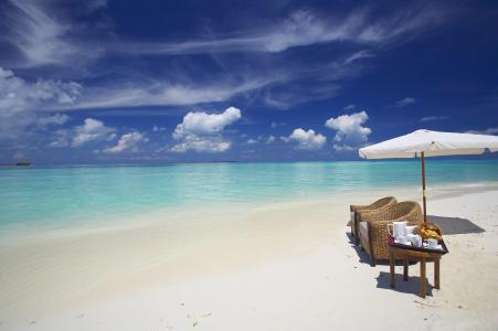 马尔代夫，岛，度假村，海洋，沙滩，休息，天空，云，下午茶
