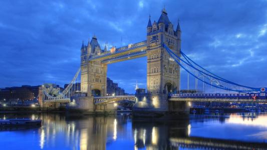 英国，泰晤士河，伦敦塔桥