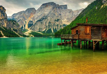 自然，湖，意大利，山，阿尔卑斯山，森林，美女，人，积极，娱乐
