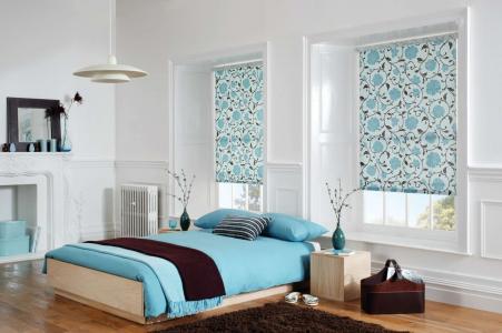 卧室，设计，蓝色，亚麻，室内，房间