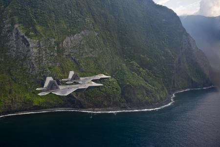 自然，山，飞机，战士，速度，飞行，美丽，多云，F-22