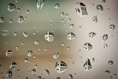反思，表面，雨后，水，滴，宏观