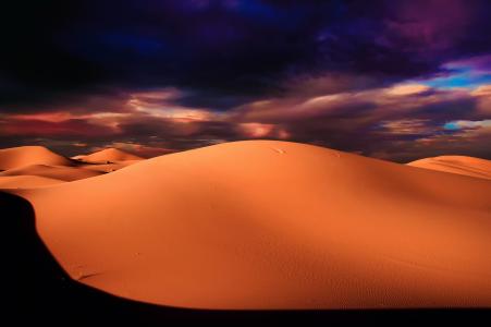 自然，沙漠，沙丘，沙，天空，云