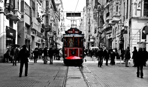 电车，人们，土耳其，伊斯坦布尔，街道