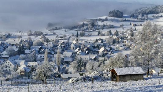 瑞士，冬天，家园，雪