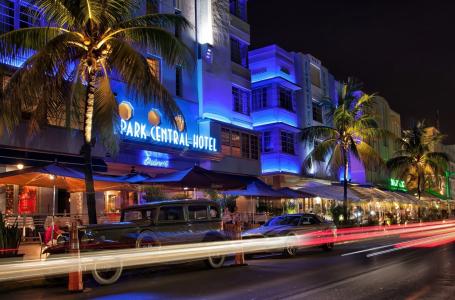 迈阿密，公园中央酒店，南滩，迈阿密，夜晚，灯光，副城市