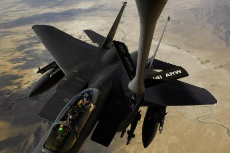 F-15E罢工老鹰，美国，飞机，加油站