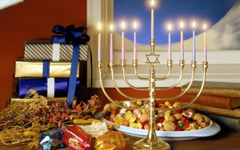 蜡烛，烛台，新的一年，礼物，假期，圣诞节，糖果