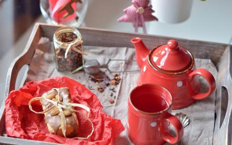 茶，饼干，新年，圣诞节，糖果
