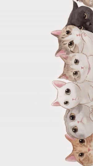 可爱的猫垂直排列的插图iPhone 6壁纸