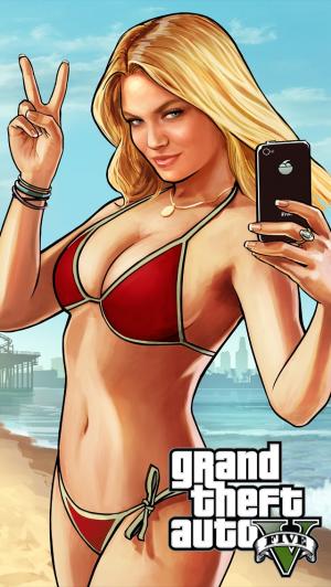 GTA 5金发碧眼的沙滩女孩iPhone 5壁纸