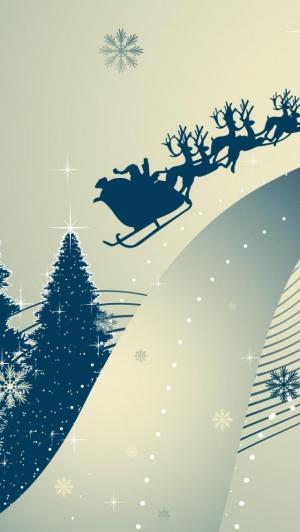圣诞老人和驯鹿iPhone 5壁纸