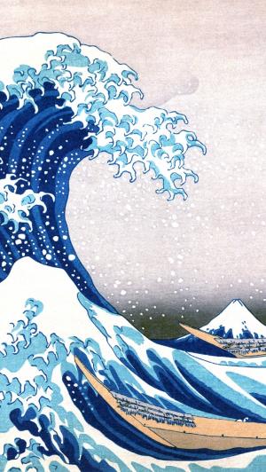 神奈川绘画iPhone 5壁纸的大波浪