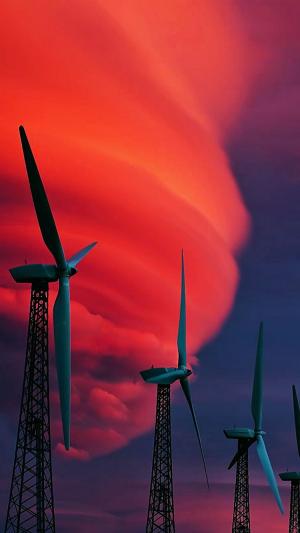 风力涡轮机红云iPhone 6壁纸