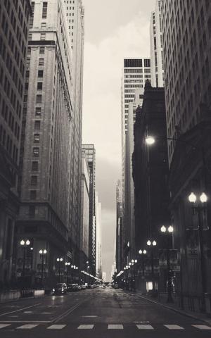 芝加哥美国黑白街景视图iPhone 6 Plus高清壁纸