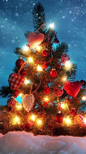 圣诞树装饰和灯iPhone 5壁纸
