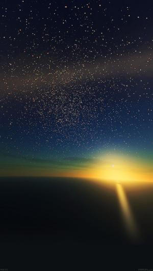 地平线日出闪亮的星场iPhone 5壁纸