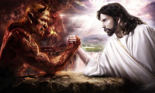 耶稣与撒旦手臂摔跤壁纸