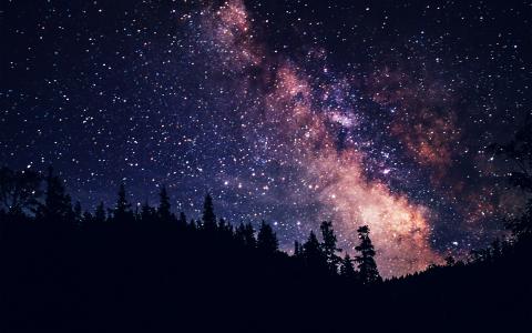 晚上，天空，黑暗，空间，银河，明星，性质