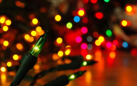 圣诞节，灯，节日，背景虚化
