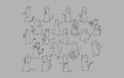 猫，可爱，插图，艺术，简单，最小