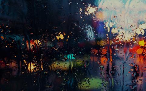 下雨了，背，车，窗口，阴沉，黑暗，街道