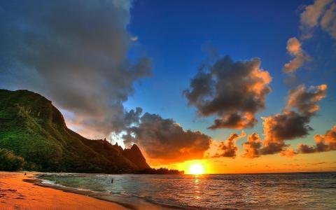 惊人的日落壁纸夏威夷