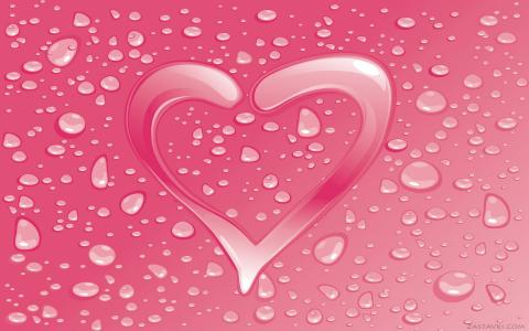 心脏壁纸粉红色滴