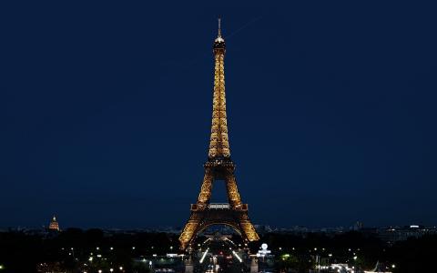 巴黎，晚上，法国，城市，艾菲尔，塔