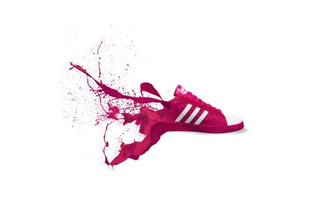 阿迪达斯，红色，鞋，运动鞋，徽标，艺术，飞溅